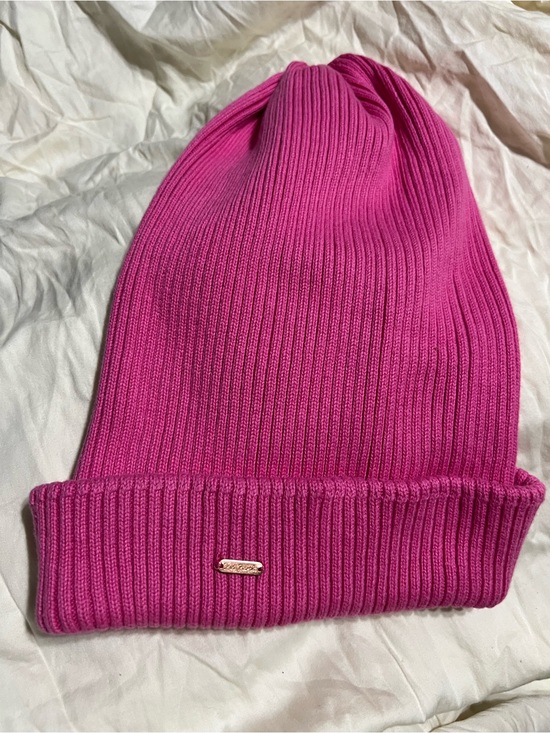 Accessories - Free People Outside The Lines Slouch Beanie Purple Ribbed Cotton Metal Logo